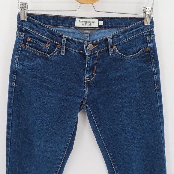 Abercrombie & Fitch Women 2L 2 Long Erin Low Rise Blue Denim Jeans Cotton Blend - Picture 2 of 11